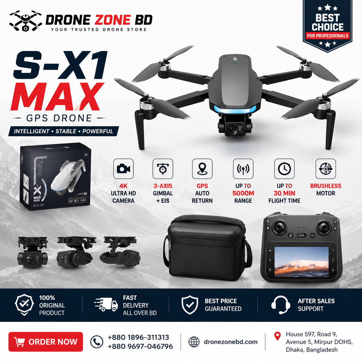 SX1 Drone GPS Drone 4K Profesional 3-Axis Gimbal